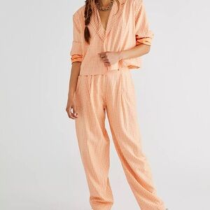 The Ragged Priest free people Orange Checkered Blazer